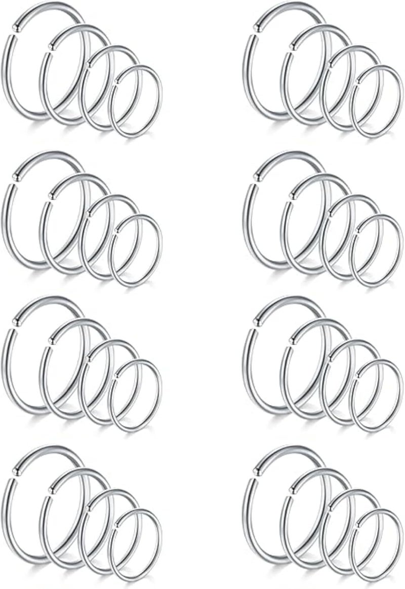 FECTAS Nose Rings Hoops Surgical Steel 18g 20g Gauge 6mm 8mm 10mm 12mm Earrings Piercing Hoops Jewelry for Men Women - Image 1